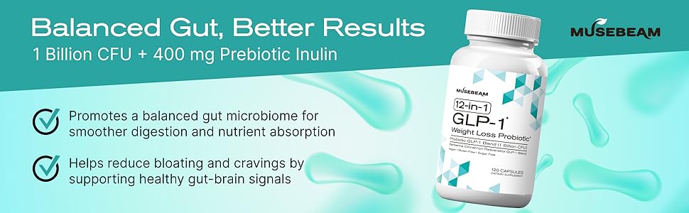 Balanced Gut Health - 1 Billion CFU Probiotics + 400mg Prebiotic Inulin for Digestion