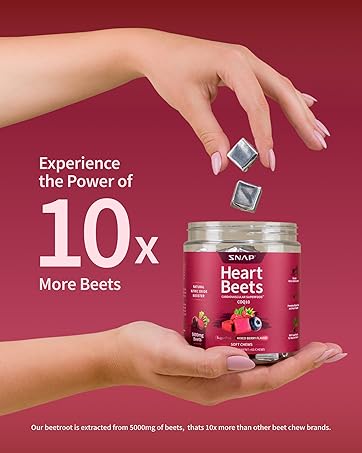 Snap Supplements Heart Health Supplements and Blood Circulation Supplements, 180 Capsules 10x more beets than other beet chew brands
