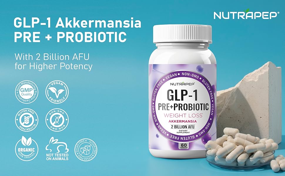 GLP-1 Weight Loss Support Probiotic Prebiotics Capsule Supplement - GLP 1 Booster Blend with Akkermansia XOS Clostridium Bifidobacterium - GLP1 Gut Abdominal Digestive Support for Men Women GLP-1 Akka superbiotics activate best ozempic alternative pills daily liver detox supplements