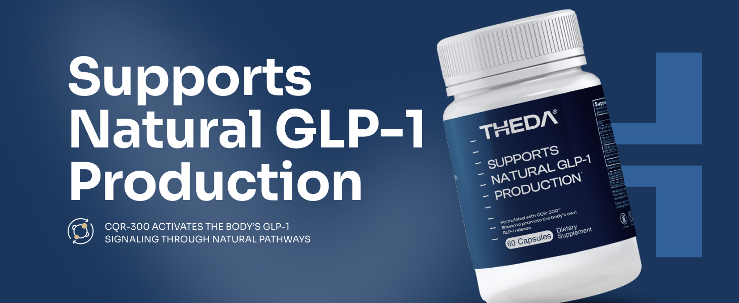 THEDA GLP-1 Supplement Weight Loss for Women and Men - Clinically Studied Metabolism Booster, Expert Formulated and Patented to Support GLP1 Production Naturally (30 Day Supply, 60 Capsules) a