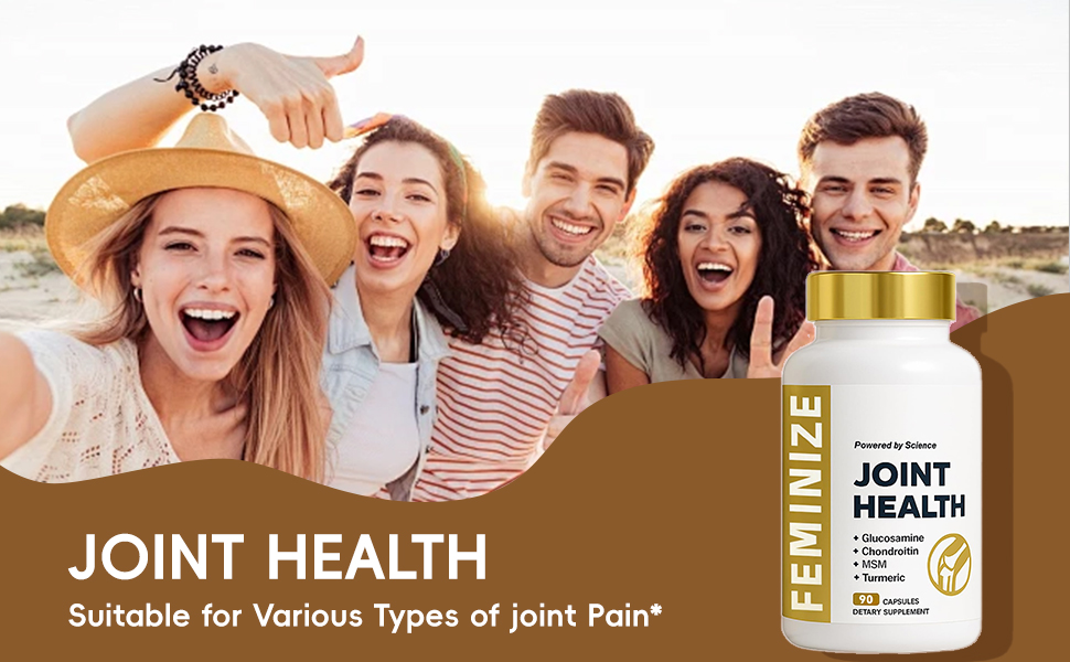 JJoint Health Supplement for Women & Men, Supports Bone, Joint - Glucosamine, Chondroitin, MSM & Turmeric - 90 Capsules (1pcs) calcitrin goldJoint Support