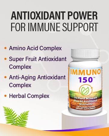 Immuno 150, Immune Support Supplement, Packed with 70 Plant Minerals, 13 Essential Vitamins and 68 Additional Nutrients-150 Vegetable Capsules- Immune Boost for All Age Groups Immuno 150