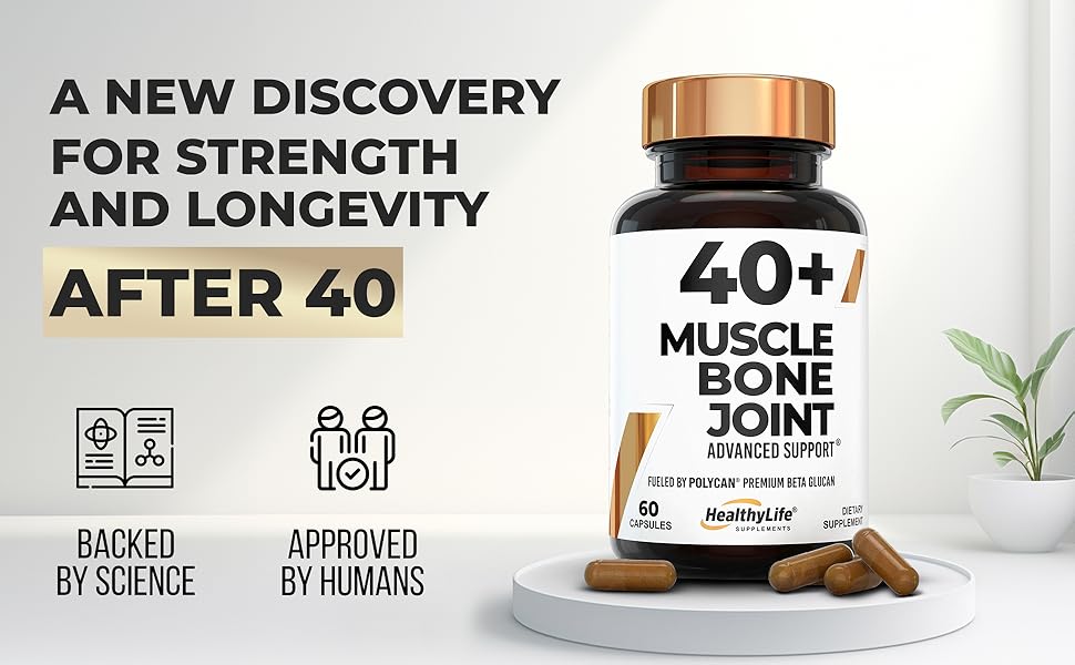Prevents Muscle Loss and Supports Bone, Joint, and Immune Health – Powered by Clinically Proven Polycan Fermented Beta-Glucan (60 Capsules) New discovery for strength and longevity