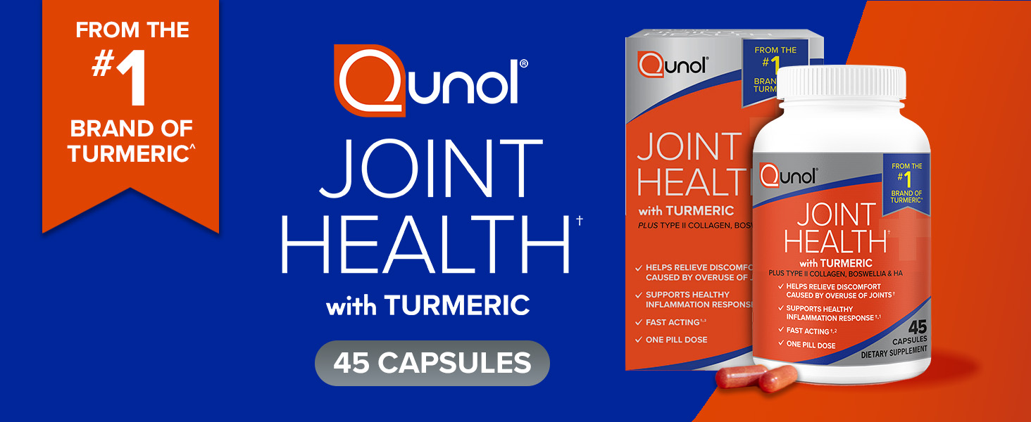 Qunol 5-in-1 Joint Support Supplement, Fast Acting, One Pill Dose, Support Healthy Inflammation Response & Discomfort Caused by Overuse of Joints, Alternative to Glucosamine Chondroitin MSM, 45 Count advanced omega-3