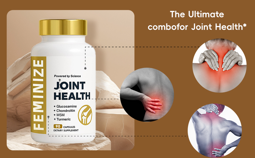 JJoint Health Supplement for Women & Men, Supports Bone, Joint - Glucosamine, Chondroitin, MSM & Turmeric - 90 Capsules (1pcs) calcitrin goldJoint Support