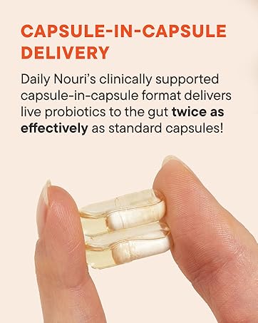 Daily Nouri Weight Support Probiotic for Women & Men | Supports Healthy Weight Management, Metabolism, Digestion & Gut Health | 3 Clinically Studied Strains + Vegan Omega Oil | 30-Day Supply capsule