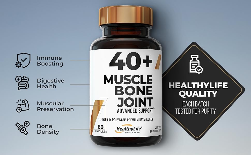 Prevents Muscle Loss and Supports Bone, Joint, and Immune Health – Powered by Clinically Proven Polycan Fermented Beta-Glucan (60 Capsules) Inmune Boosting Digestive Health