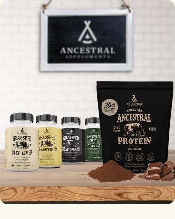 Ancestral Supplements Grass Fed Beef Living Bone Supplement, Bone Meal Capsules Support Bone Health, Oral and Joint Health and Flexibility, Non-GMO, 180 Capsules brand story main image