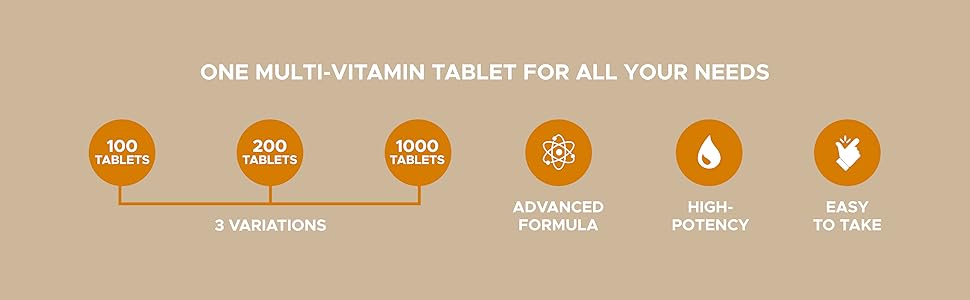 One-Daily Multivitamins with Minerals for Men & Women (100 Tablets) by GeriCare| High-Potency Multi-Vitamin & Multimineral Dietary Supplement for Immunity, Energy| Complete Daily Nutritional Support vitamin