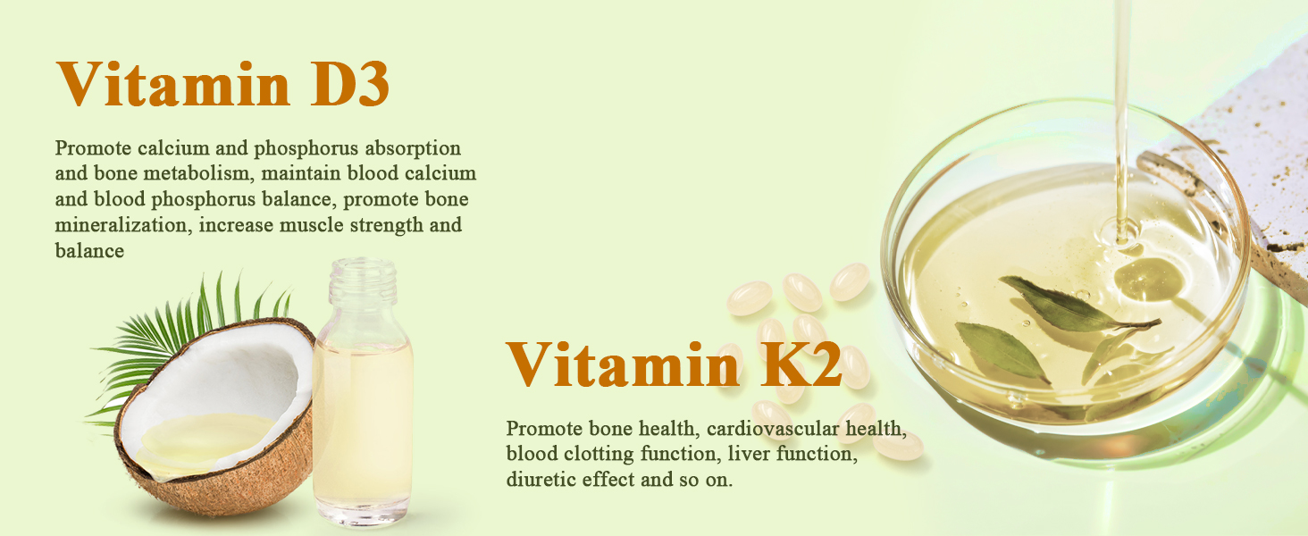 2-in-1 Vitamin D3 K2 Supplement Softgel, Vitamin D3 10000 IU and Vitamin K2 200 mcg, K2 MK7 with D3 Vitamin Supplement Support Immune, Heart, Joint, Teeth & Bone Health d3 k2 vitamin 10000 iu