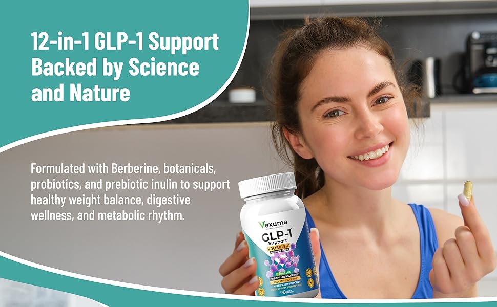GLP-1 Probiotic Supplement for Weight Loss - Daily GLP1 Booster for Women Men to Support Metabolism Healthy Gut & Boost Fat Burn - Natural Oral GLP-1 Activator with Berberine HCl & Probiotics GLP-1 agonist berberine probiotics insulin resistance weight burning shot alternative