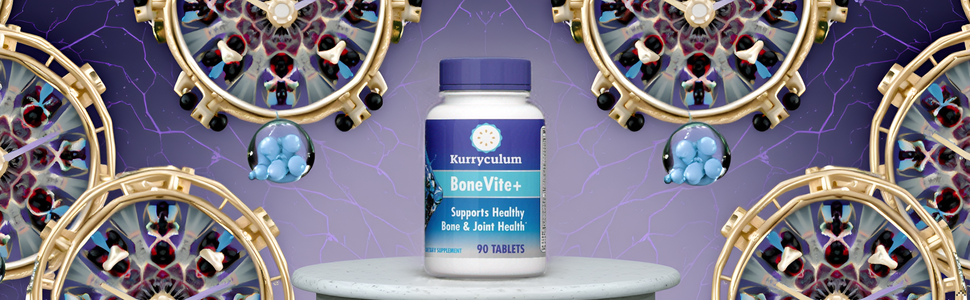 BoneVite+, Bone and Joint Health Supplement, 90 Tablets A serene landscape with a winding path leading through a lush green meadow, surrounded by rolling hi