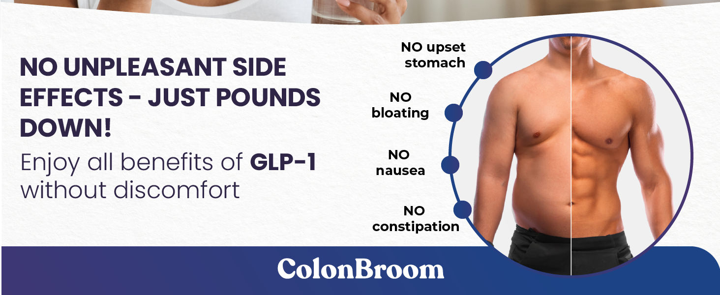 ColonBroom GLP-1 Weight Management Supplement for Women & Men - GLP1 Supports Gut Health, Metabolic Wellness & Appetite Regulation - Vegan, Gluten-Free, Non-GMO Fiber Capsules - 120 Count colonbroom Glp-1 colon broom glp1 supplement colonbroom psyllium husk powder for women for men