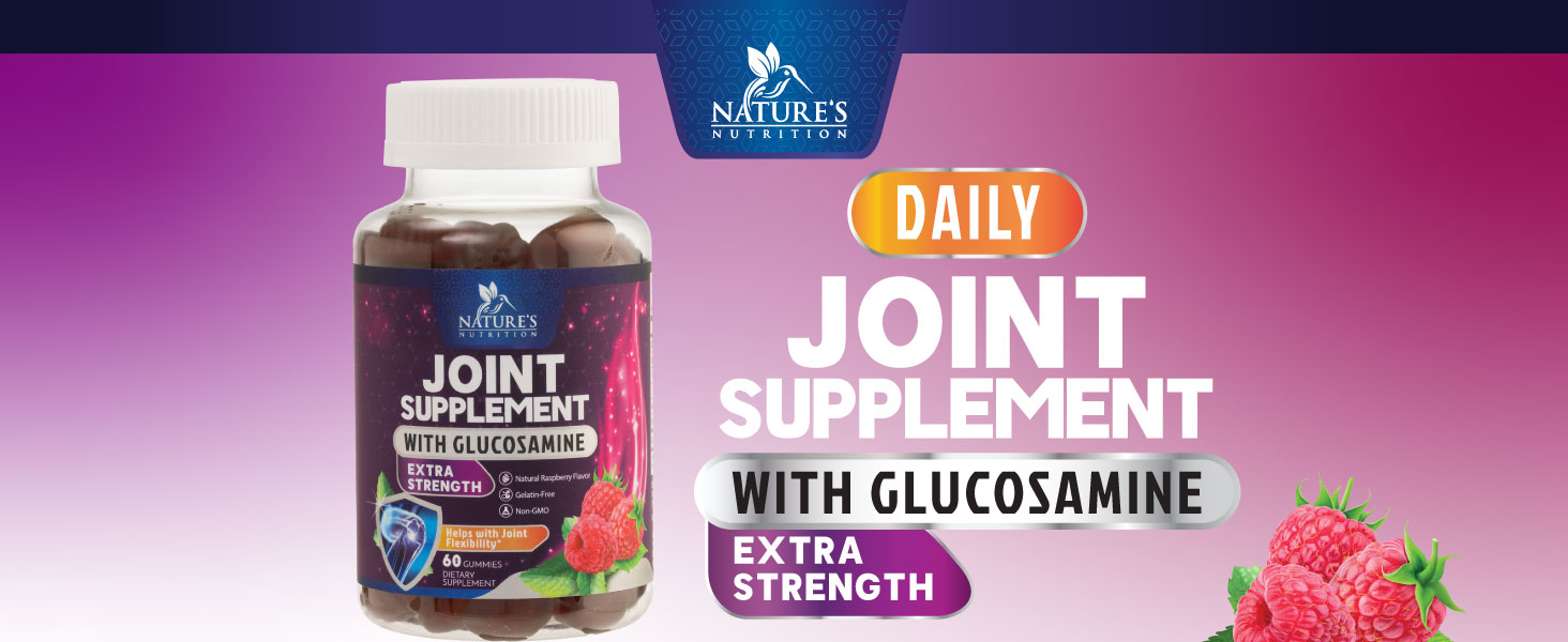 Joint Support Gummies Glucosamine Plus Vitamin E - Nature's Joint Support Supplement for Occasional Discomfort for Back, Knees & Hands - Cartilage & Joint Health & Flexibility Support - 120 Gummies Joint Supplement: 120 1500 180 action adults advanced back best capsules cartilage chewable choice