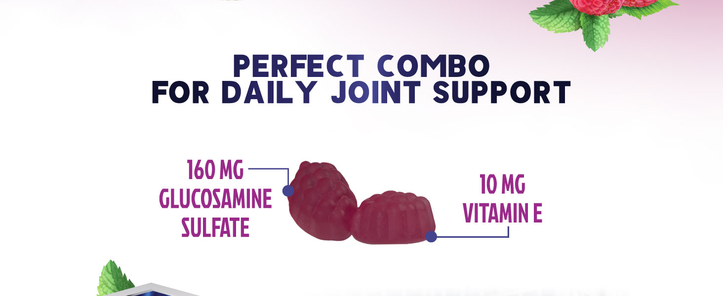 Joint Support Gummies Glucosamine Plus Vitamin E - Nature's Joint Support Supplement for Occasional Discomfort for Back, Knees & Hands - Cartilage & Joint Health & Flexibility Support - 120 Gummies chondroitin collagen complex flex flexibility formula free glucosamina glucosamine gluten gmo pills