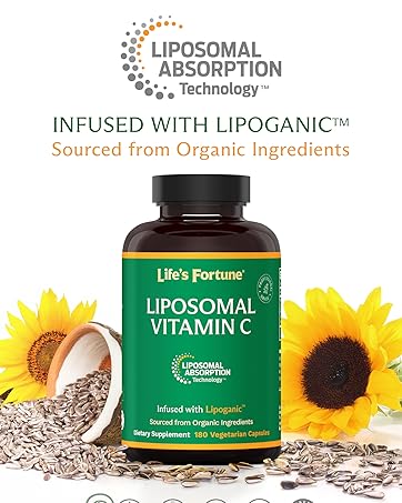 Life's Fortune Liquid Multivitamin for Adults Men & Women, Teens – High Absorption Daily Vitamins – Trace Minerals, Amino Acids with Biotin, L-Arginine, Potassium – Tropical Flavor, Sugar Free, 32 oz Liposomal Vitamin C, Immune Support