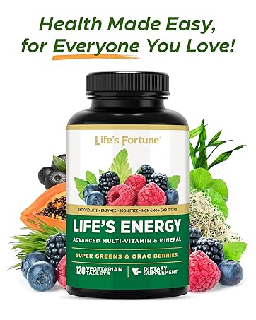 Life's Fortune Liquid Multivitamin for Adults Men & Women, Teens – High Absorption Daily Vitamins – Trace Minerals, Amino Acids with Biotin, L-Arginine, Potassium – Tropical Flavor, Sugar Free, 32 oz Multivitamins, energy boost, Multivitamins for family, Best energy vitamins