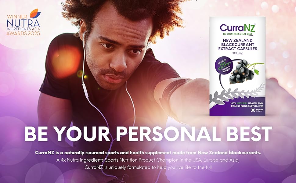 CURRANZ New Zealand Blackcurrant Extract Sports Nutrition Capsules | Muscle Recovery | Endurance Performance | Pre or Post Workout Supplement | Vegan & Caffeine Free (30 Capsules) CurraNZ Blackcurrant Extract Capsules