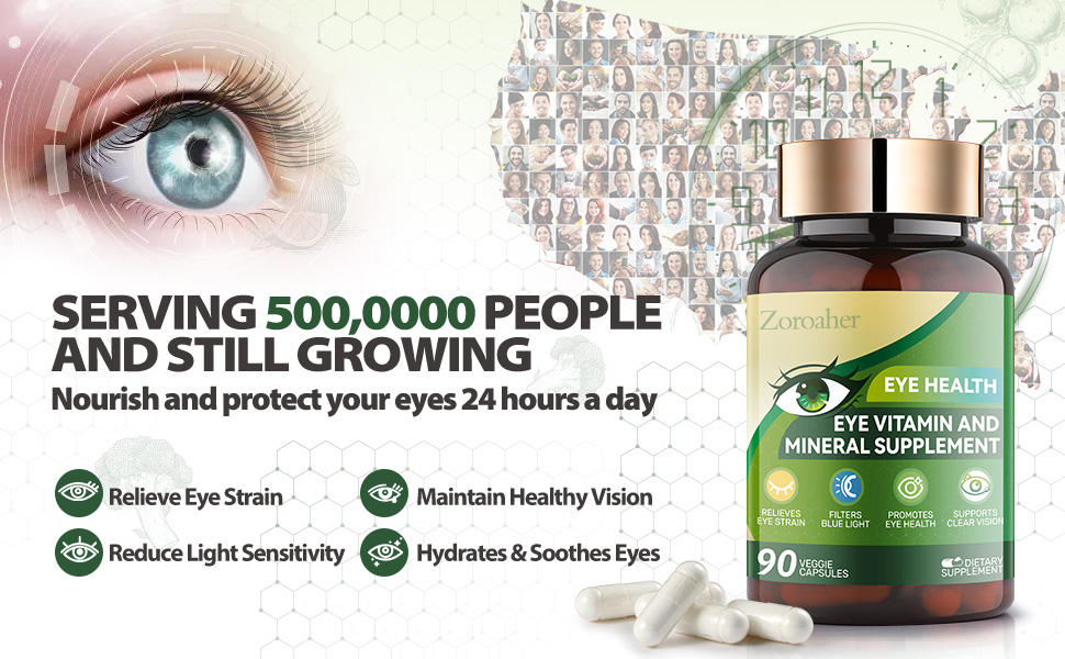 Advanced Eye Vitamins and Mineral Supplement with Lutein & Zeaxanthin + Zinc, Vitamin C & E - Supports Vision, Macular Health & Eye Health - 90 Count 1