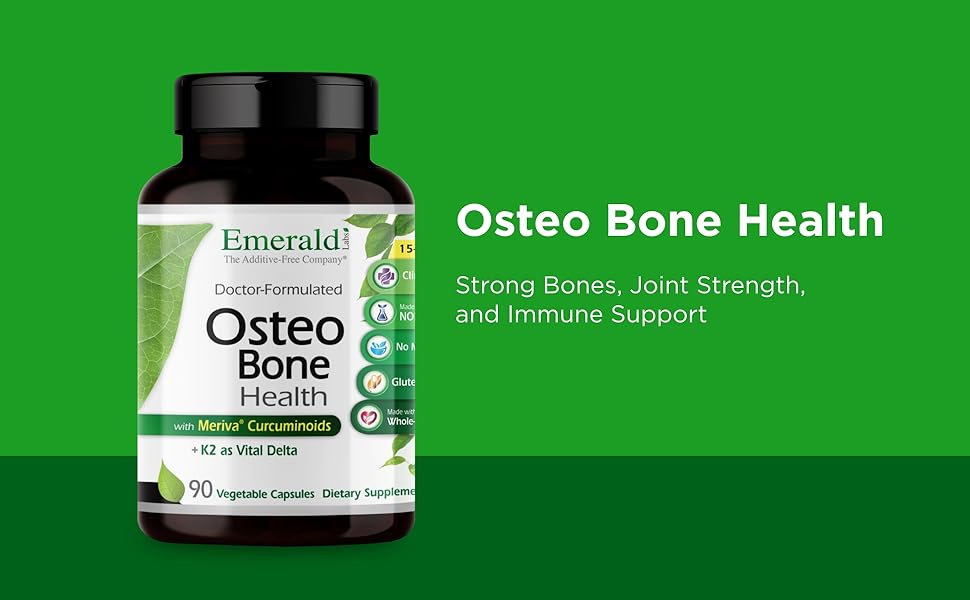 EMERALD LABS Osteo Bone Health - Immune Support & Bone & Joint Supplement with Vitamin D3, K2, Calcium, Magnesium, OptiMSM, Meriva Phytosome & More - 90 Vegetable Capsules 2