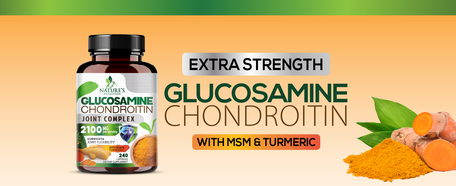Glucosamine Chondroitin MSM 2100mg - 3x Strength Joint Support Supplement for Joint Mobility & Comfort For Men and Women, Glucosamine Supplements Complex with Turmeric & Boswellia - 60 Capsules Glucosamine Chondroitin MSM Turmeric Triple Strength glucosamina condroitina sulfate 1200 1500mg