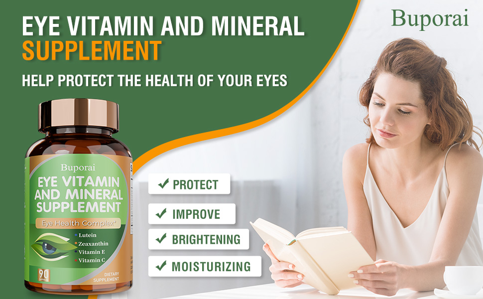 Eye Vitamin & Mineral Supplement for Eye Health, Contains Lutein, Zeaxanthin, Vitamin C, Zinc, and Vitamin E, Supports Macular Health and Relief from Dry Eyes (90 Count) Lutein and Zeaxanthin Supplements