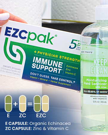 EZC Pak 5-Day Immune System Booster with Echinacea, Vitamin C, Zinc & Vitamin D - Tapered Immune Support Supplement for Adults - Supports Immunity, Easy Travel-Size Supplement Pack support complex elderberry tablets quercetin 24 hour ashwagandha daily veg minerals winter