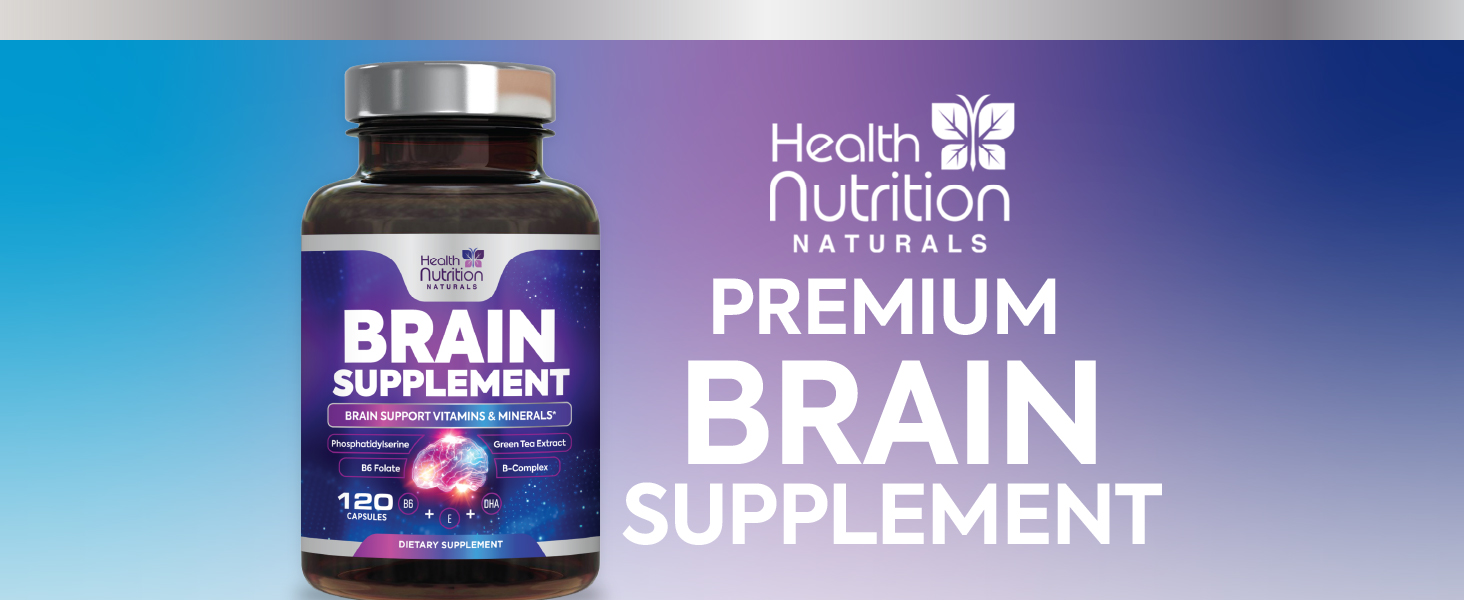 Brain Supplements for Memory and Focus - Extra Strength Nootropic Capsules for Concentration, Alertness, Cognitive Support - Phosphatidylserine, DMAE, Brain Health Vitamins B6 C E Zinc - 120 Capsules Health Nutrition Naturals brain supplement 21 vitamins and minerals men and women