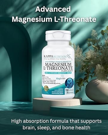 Kappa Nutrition Powered by Magbrain™ Magnesium L-Threonate Plant-Based, 420mg Elemental Magnesium (3 Capsules) from 2,253mg, 120 Vegan Capsules, Brain, Sleep & Muscle Support. Advanced Magnesium