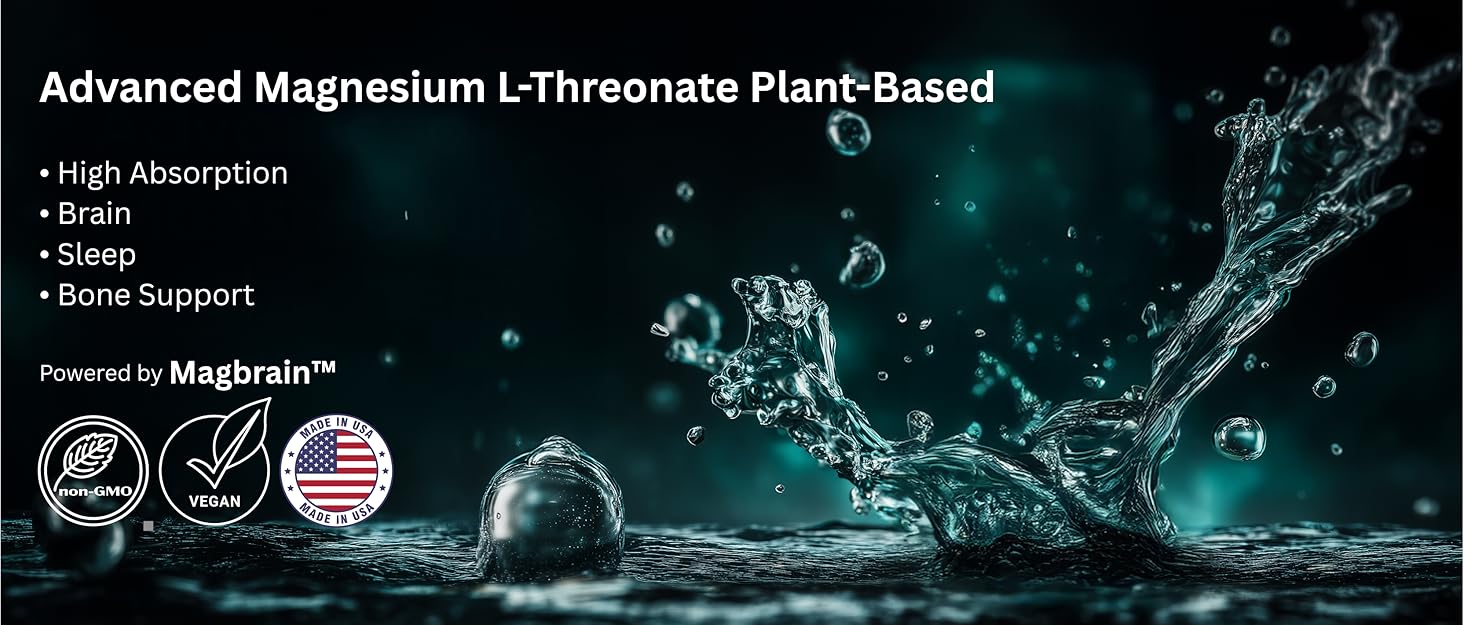 Kappa Nutrition Powered by Magbrain™ Magnesium L-Threonate Plant-Based, 420mg Elemental Magnesium (3 Capsules) from 2,253mg, 90 Vegan Capsules, Brain, Sleep & Muscle Support. Advanced Magnesium L-Threonate Plant-Based