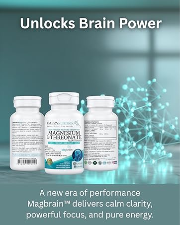 Kappa Nutrition Powered by Magbrain™ Magnesium L-Threonate Plant-Based, 420mg Elemental Magnesium (3 Capsules) from 2,253mg, 150 Vegan Capsules, Brain, Sleep & Muscle Support. Unlocks