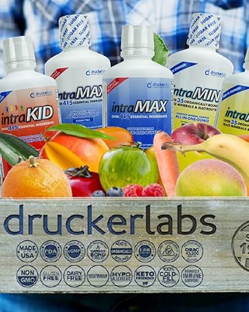 intraMAX Organic Liquid Multivitamin, Non GMO, Dairy Free, Gluten Free, Magnesium, Vitamin D, C and E, Zinc (32 oz., Peach Mango)