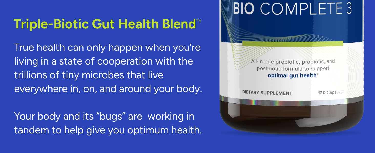 Gundry MD® Bio Complete 3, 3-in-1 Probiotics for Gut Health, Probiotic Supplements for Digestion, Supplement Supporting Bloating, Gas, Food Cravings, Energy Levels, Skin, and Focus, 30 Day Supply gut health blend digestion microbiome