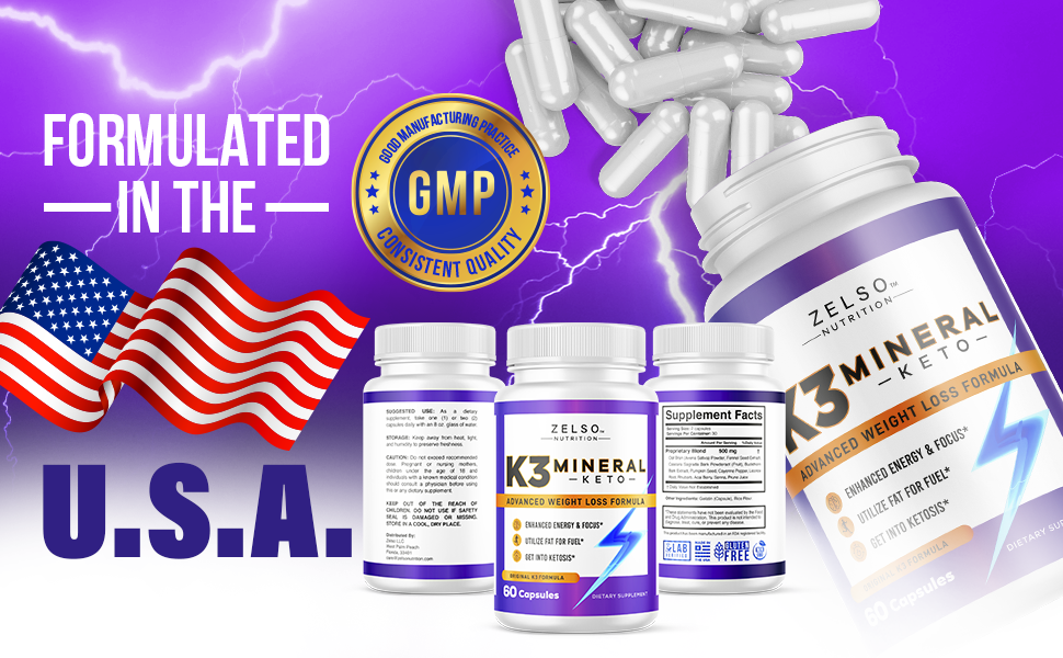 ZELSO K3 Mineral Weight Loss Pills for Women and Men, K3 Mineral Pills - K3 Salt Mineral, Vitamin + K3 Capsules Supplement for Keto Weight Loss - 1 Month Supply k3 mineral pills sides made in the usa