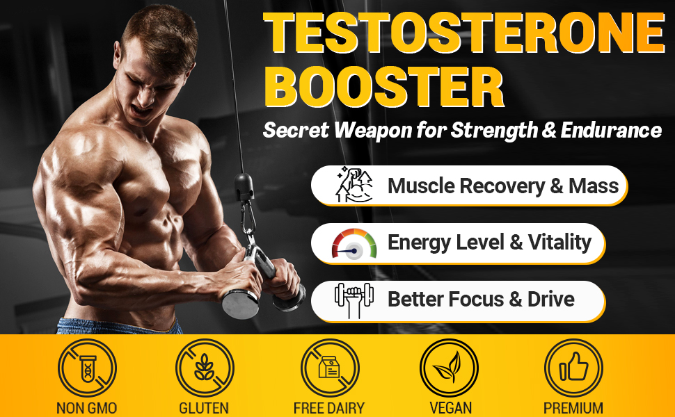 Testosterone Booster - 78,000mg Testosterone Supplement for Men, Mens Testosterone Booster for Muscle Builder Workout, Muscle Growth, Energy, Endurance, Strength, Stamina & Recovery - 120 Capsules Testosterone Booster
