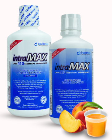 intraMAX Organic Liquid Multivitamin, Non GMO, Dairy Free, Gluten Free, Magnesium, Vitamin D, C and E, Zinc (32 oz., Peach Mango)