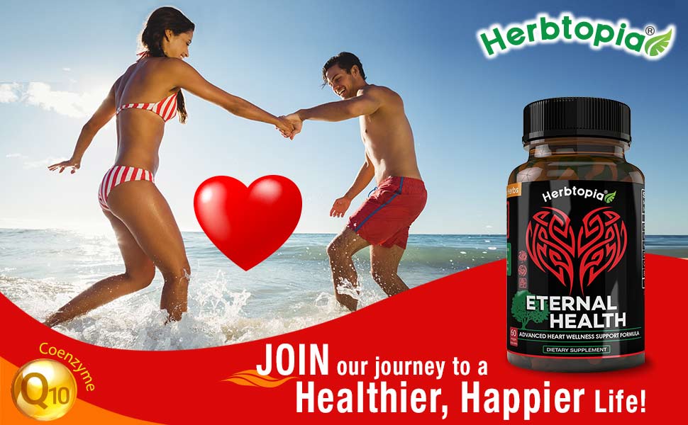 Eternal Health Blood Pressure Support Supplement – Heart Health & Blood Circulation Formula with CoQ10, K2 MK7, Black Garlic, Hawthorn, Olive Leaf & Dan Shen – 60 Capsules Join our Journey to a Healthier, Happier Life!