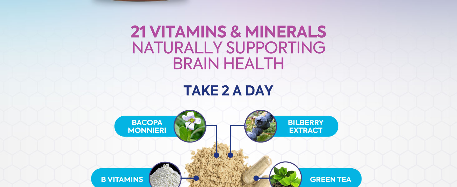 Brain Supplements for Memory and Focus - Extra Strength Nootropic Capsules for Concentration, Alertness, Cognitive Support - Phosphatidylserine, DMAE, Brain Health Vitamins B6 C E Zinc - 120 Capsules Health Nutrition Naturals brain supplement 21 vitamins and minerals men and women