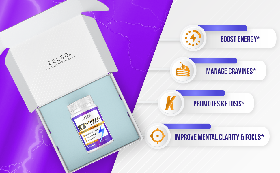 ZELSO K3 Mineral Weight Loss Pills for Women and Men, K3 Mineral Pills - K3 Salt Mineral, Vitamin + K3 Capsules Supplement for Keto Weight Loss - 1 Month Supply k3 keto mineral pills capsules keto pill cravings focus energy