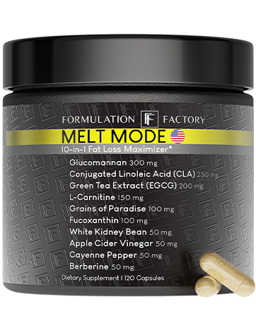Formulation Factory Melt Mode 10-in-1 Wellness Supplement with Green Tea Extract, L-Carnitine, CLA, Glucomannan, Apple Cider Vinegar & More, Supports Metabolism & Energy (2 Month Supply, 120 Capsules)