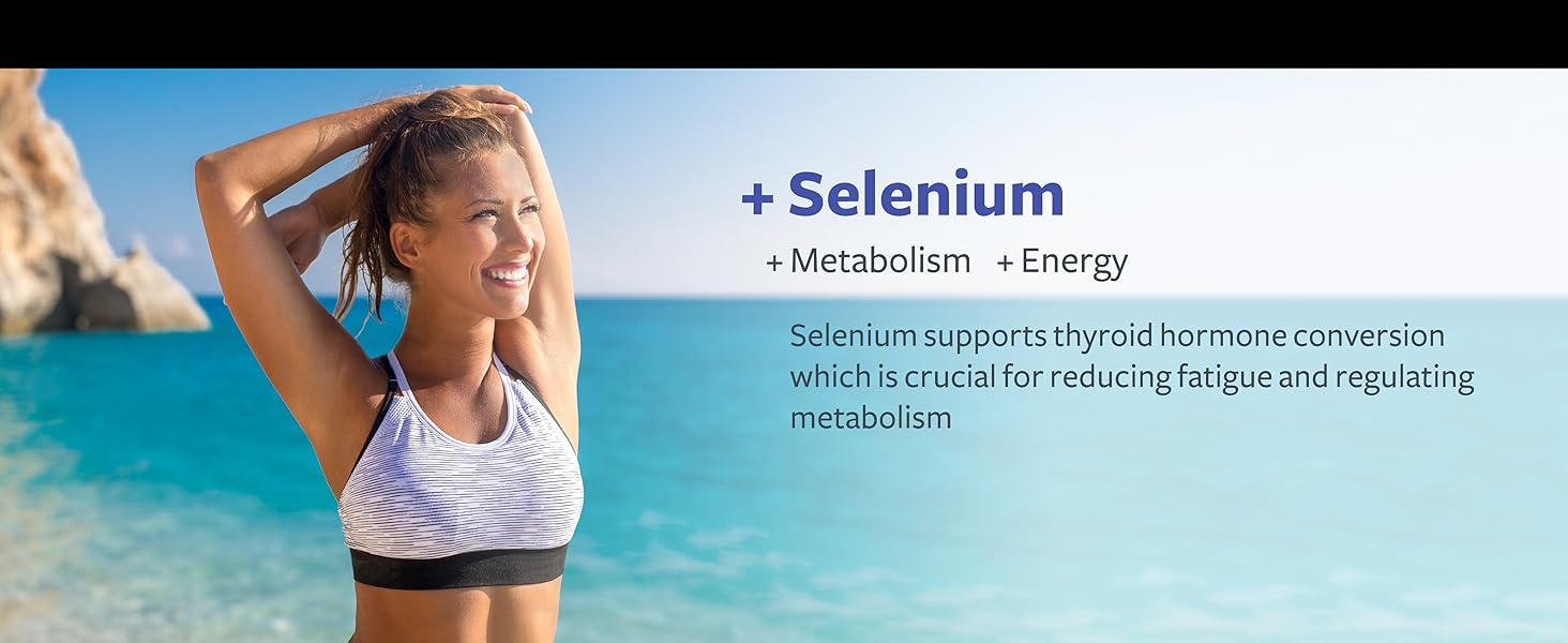 Thyroid Support with Iodine - 180 Capsules (Non-GMO) Improve Your Energy - Ashwagandha Root, Zinc, Selenium, Vitamin B12 Complex - Thyroid Health Supplement for Women and for Men - 90 Day Supply thyroid care plus with selenium