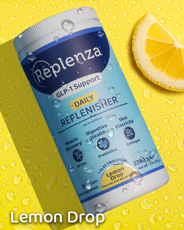Replenza Daily GLP-1 Nutritional Support Supplement, Essential Vitamins and Minerals, Support for Gut Health, Stress and Cellular Energy – 60 Tablets lemon drop flavor