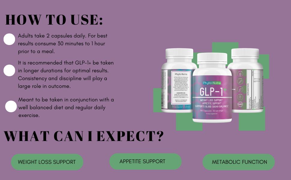 GLP-1 + (60 Capsules 1 Bottle) Vegan, Natural Supplement, Lab Tested, Weight Loss, Satisfy Hunger, Non-GMO, Gluten Free, GLP 1, GLP1 GLP1 Weight loss support natural ingredients appetite support metabolic function