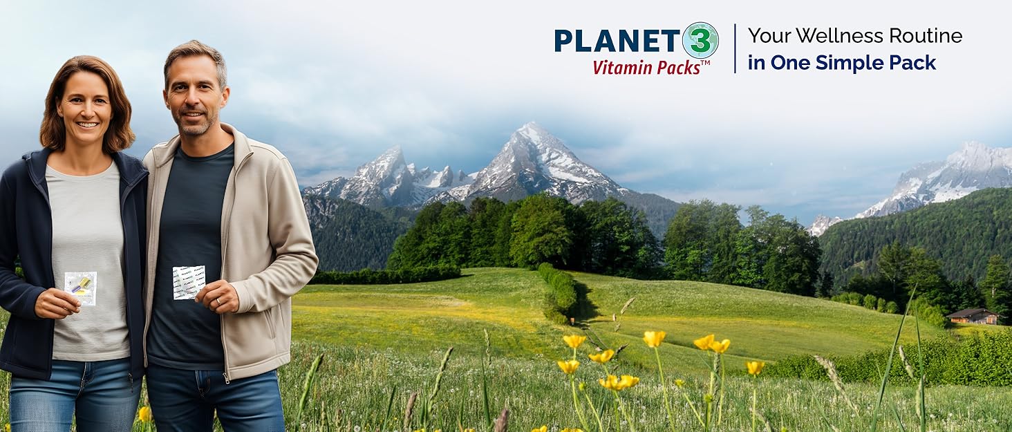 Daily Vitamin Packs for Men & Women – Immune, Energy & Heart Support with Vitamin D3, Omega-3, Probiotics, Methyl B12 & Vitamin C – Multivitamin with Lutein – Planet 3 Vitamin Packs, 30 Packets vitamin packs for women vitamin packs for men daily ritual multivitamin for women pure nature multi
