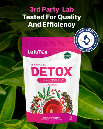 LULUTOX Detox Tea - Slimming Tea with Dandelion and Ginseng to Support Goals for Detox Cleanse, Flat Belly, Bloating, Healthy Weight and Digestive Health - Women & Men - Peach Flavor (28 Servings) lulutox detox tea