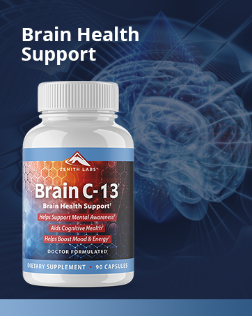 Brain C-13 Cognitive Booster Supplement by Zenith Labs - Natural Brain Health Support - Supports Memory, Focus, Concentration - Mental Clarity for Men Women Zenith Labs