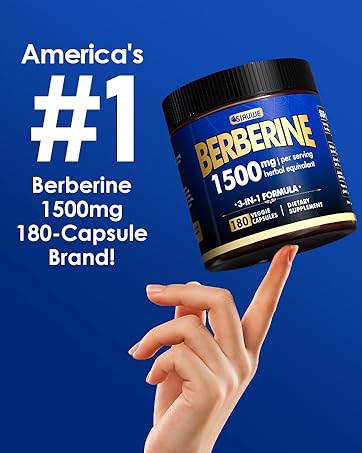 Berberine Supplement, High Strength Berberine 1500MG, 180 Caps - Plus Citrus Bergamot, Berberine HCI Root Supplements - Metabolic, AMPK Support Healthy Weight Management - Vegan, Organic, Non-GMO berberine