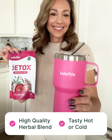 LULUTOX Detox Tea - Slimming Tea with Dandelion and Ginseng to Support Goals for Detox Cleanse, Flat Belly, Bloating, Healthy Weight and Digestive Health - Women & Men - Peach Flavor (28 Servings) loss, weight